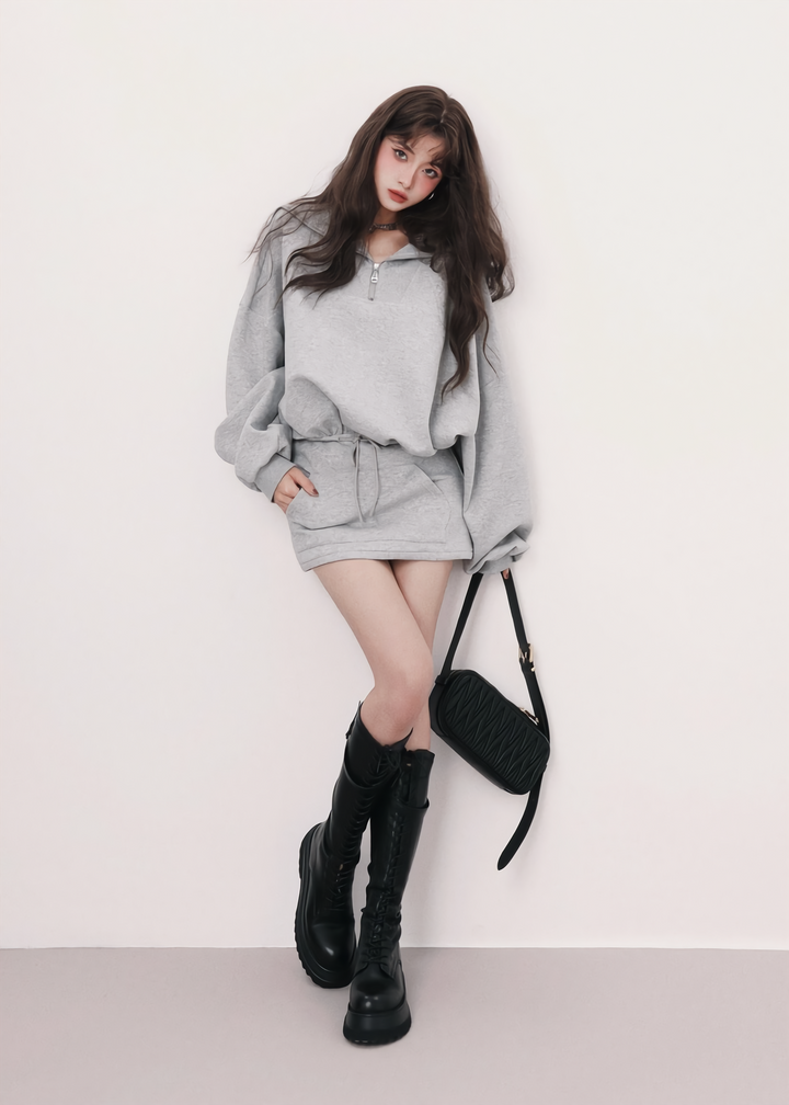 ZIP hoodie mini dress / MU1131