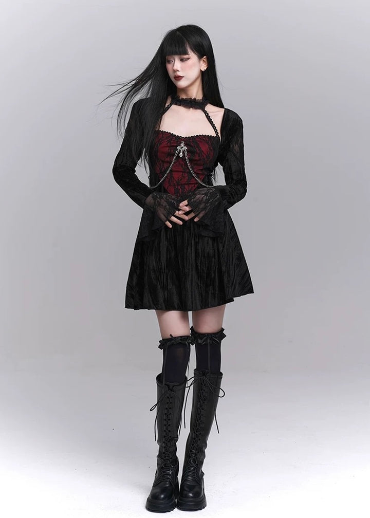 gothic frill velvet dress / LG1217 