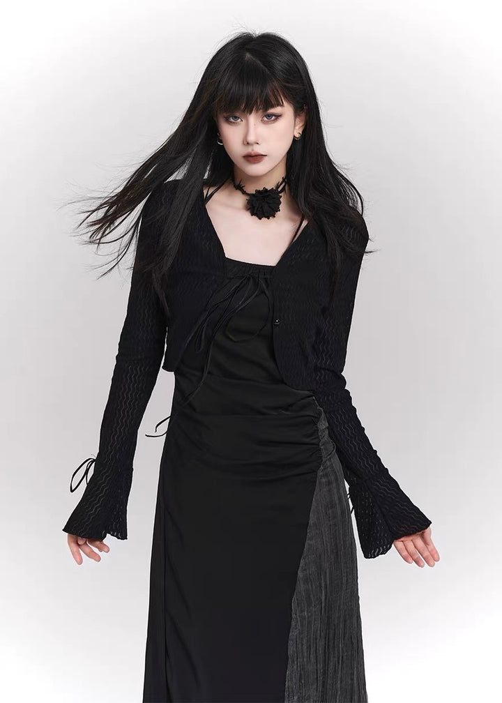 SHADOW CROSS SHORT CARDIGAN/ LG1428_e4r
