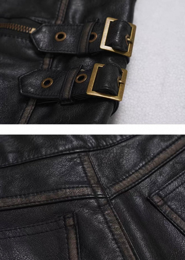 Dark Rebel Buckle Shorts / lg1343