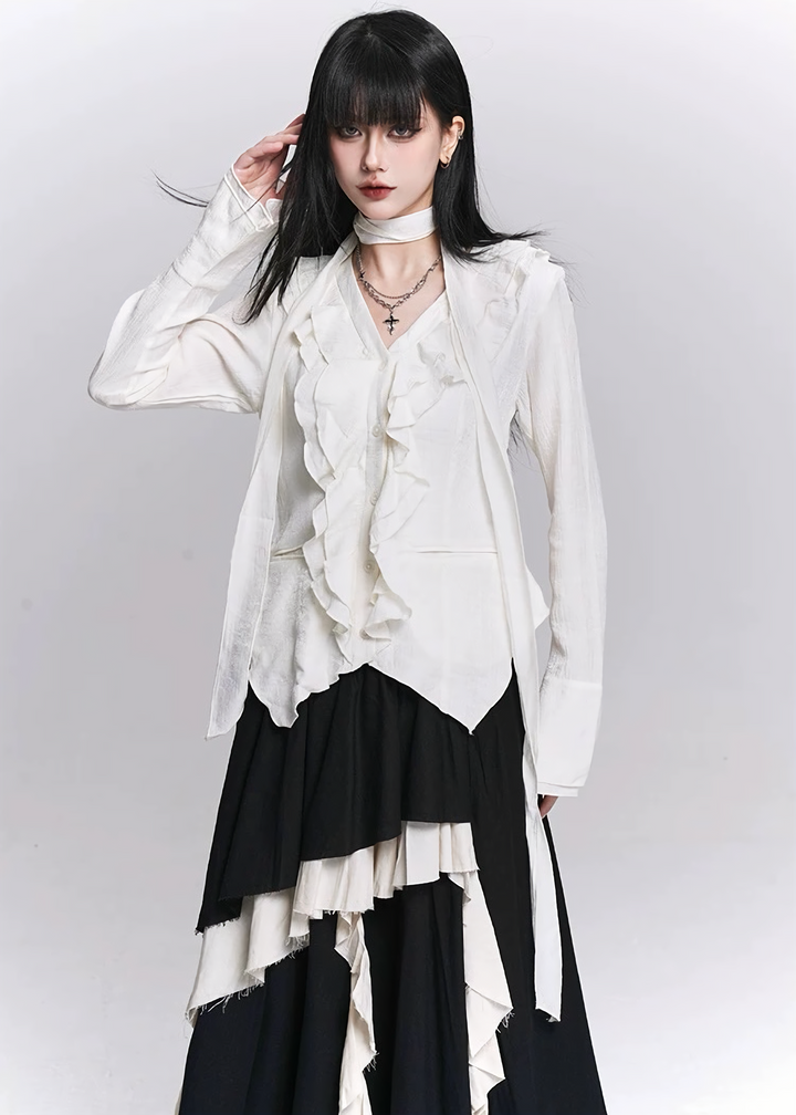 IRREGULAR FRILL LAYERED TOPS / LG1523_e4r