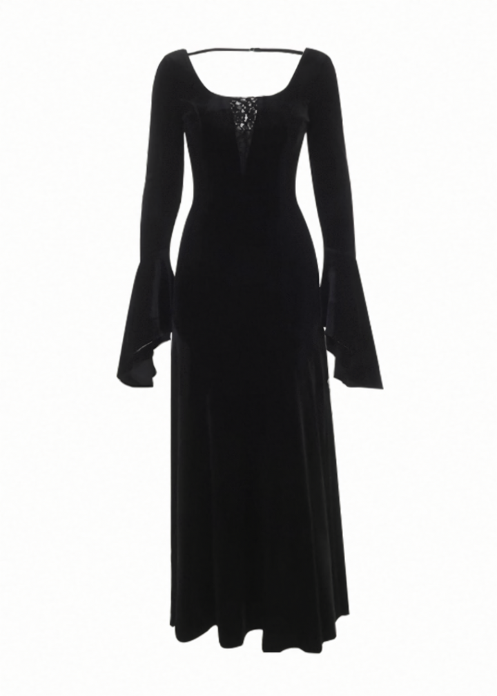 VELVET MERMAID BELL SLEEVE DRESS / LG1709