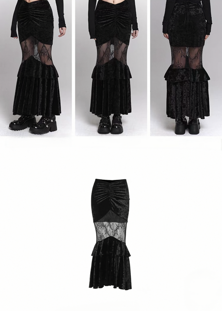 velvet fishtail skirt/lg1120_e4r