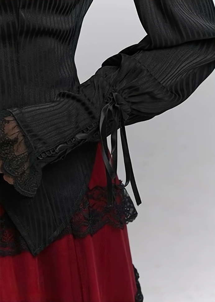 Gothic Ruffle Pintuck Shirt / lg1353