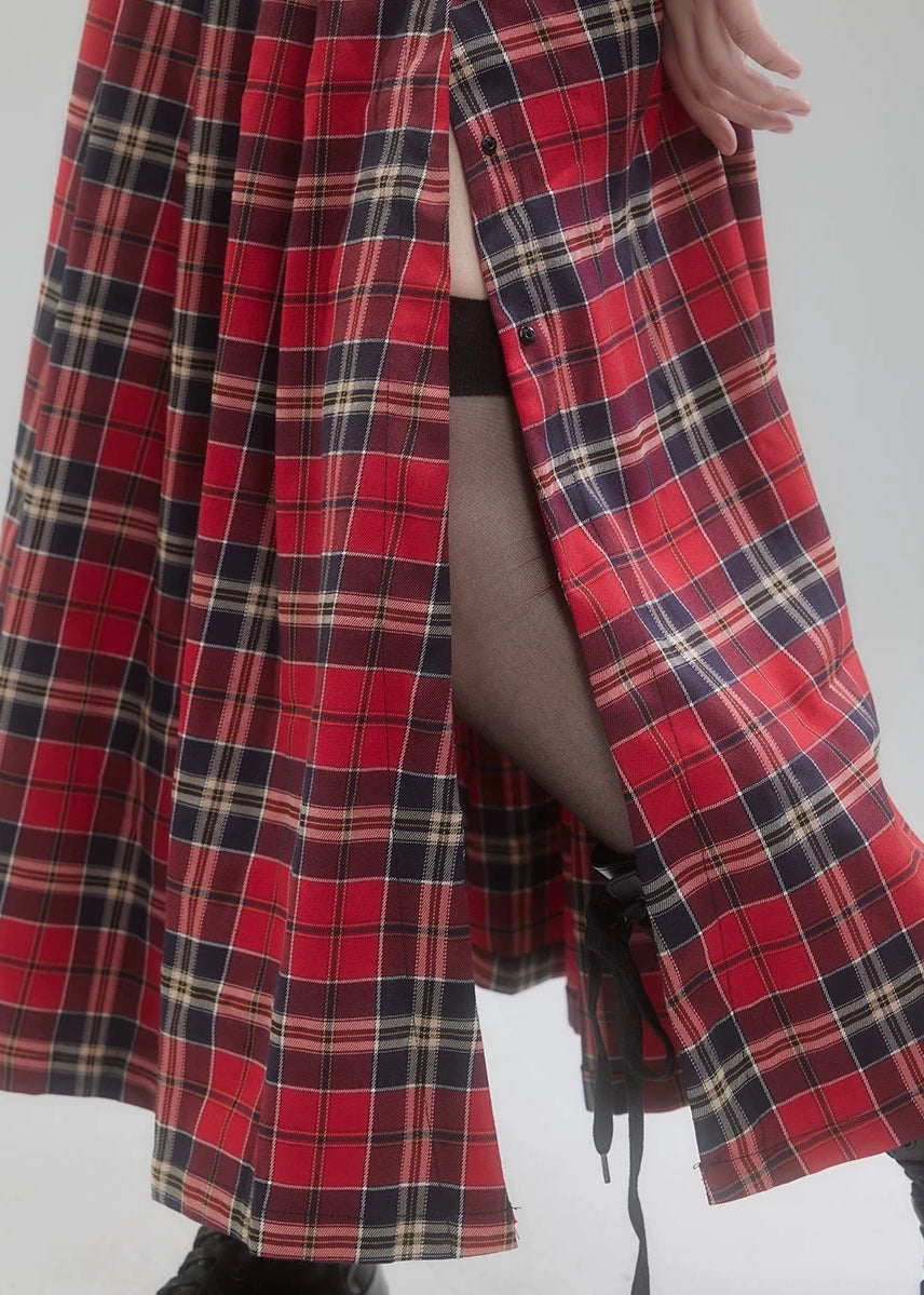 plaid long skirt / LG1192