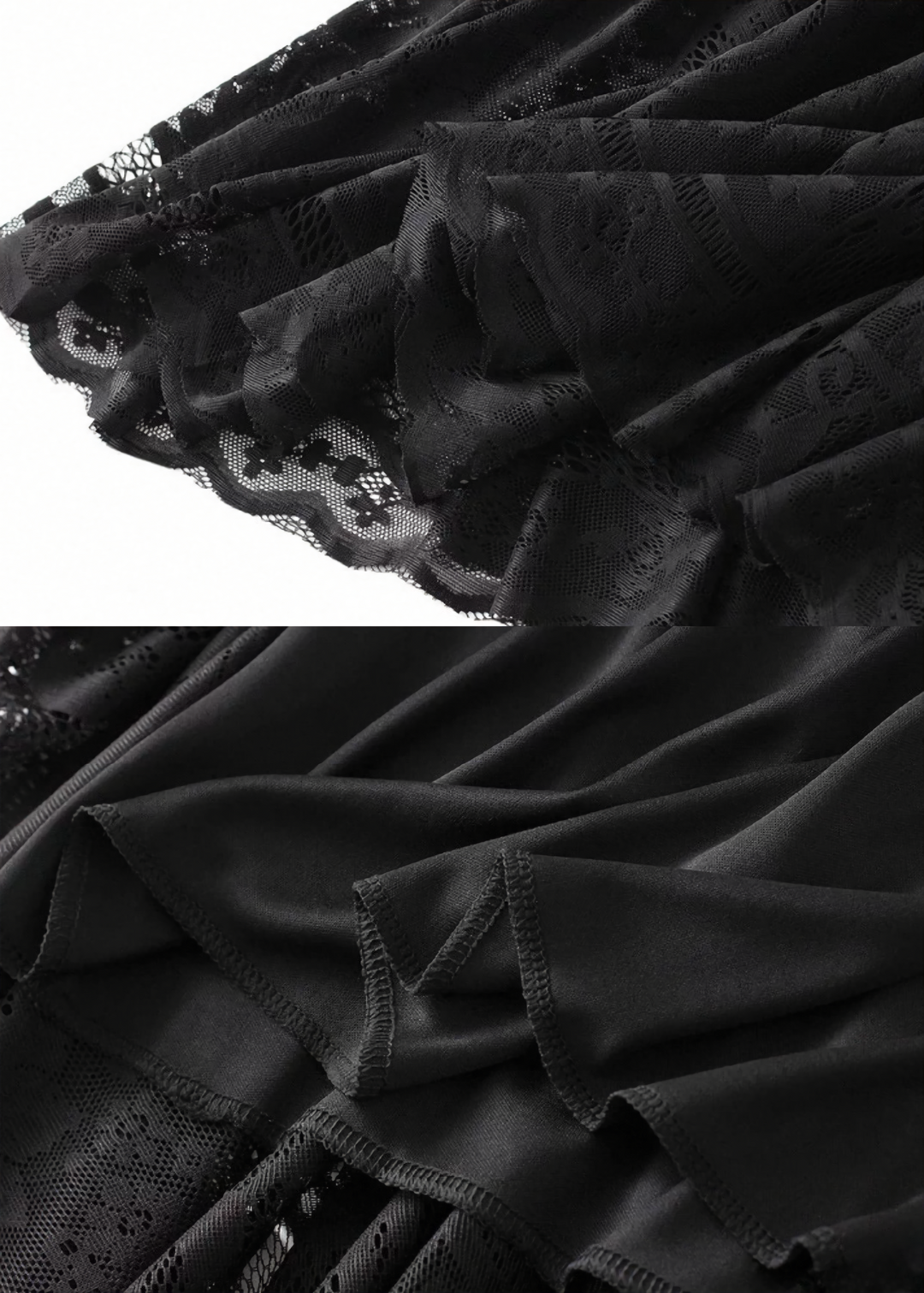 Black Lace A-Line Pleated Long Skirt / LG1522