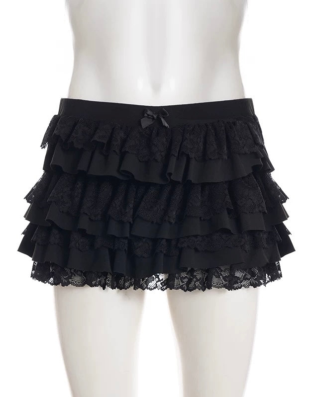 LACE FRILL LAYERED MINI SKIRT / LG1584