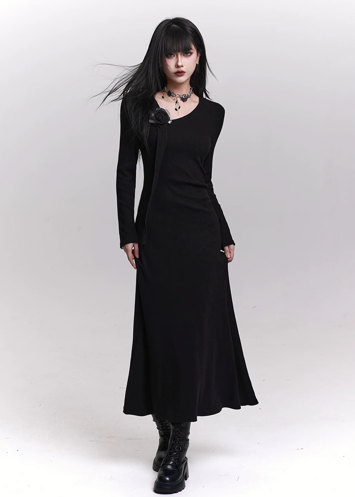 PETAL APPLIQUÉ LONG DRESS / LG1475