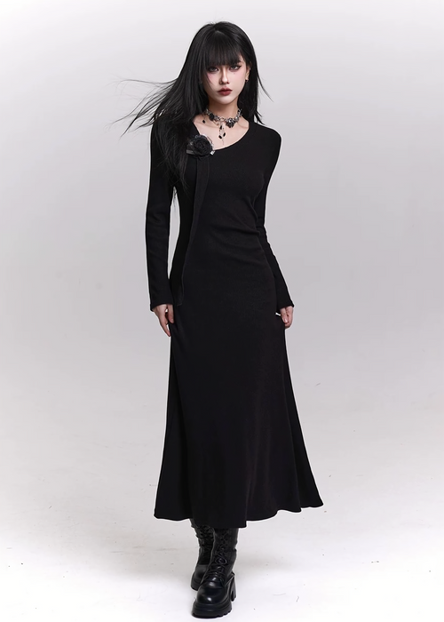 PETAL APPLIQUÉ LONG DRESS / LG1475