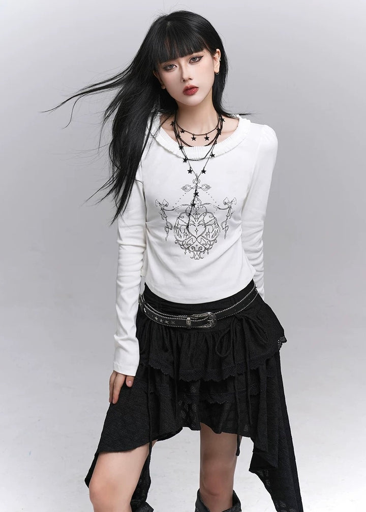 Shadow Shirring Ribbon Skirt / lg1361_e4r