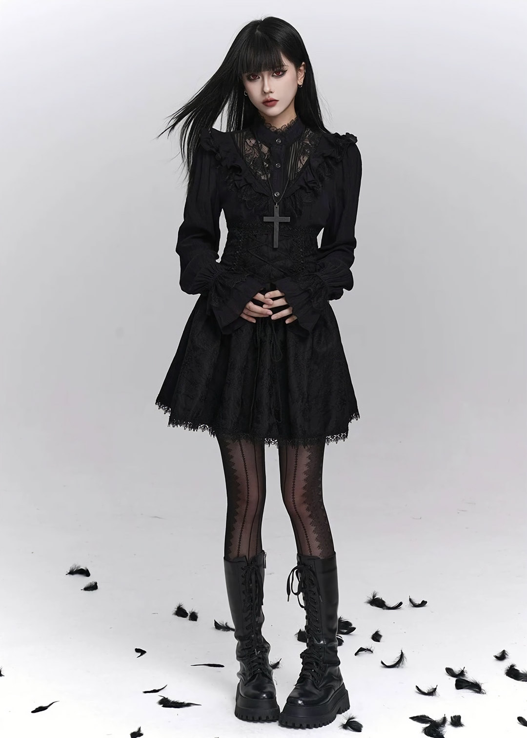 Midnight Ruffle Blouse / LG1403_e4r