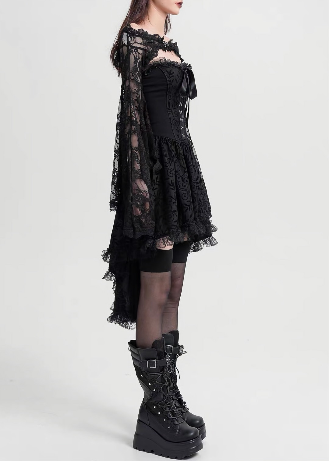 GOTHIC LACE ASYMMETRY DRESS / LG1604