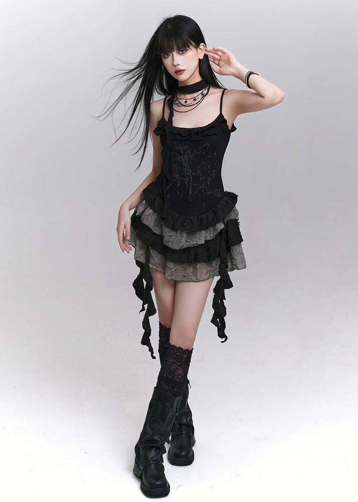 Layered frill gothic camisole dress / LG1291 