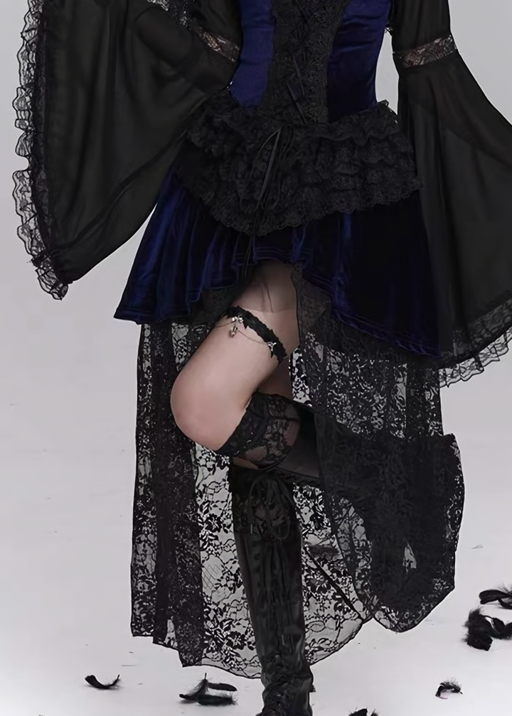 NOIR LACE CROSS GARTER&CHOKER / A1132_e4r