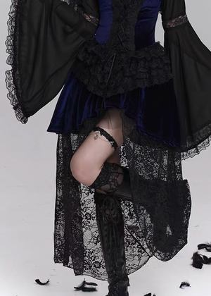 NOIR LACE CROSS GARTER&CHOKER / A1132_e4r
