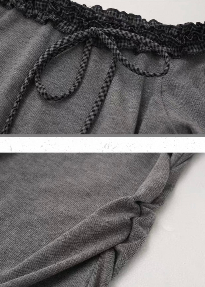 Lace Ribbon Off-Shoulder Top / lg1374