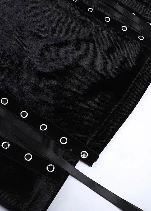DARK VELVET CORSET SLIT LONG DRESS / LG1576