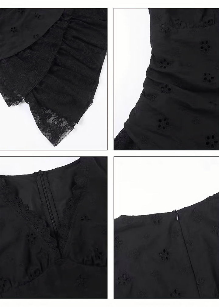 DARK LACE V-NECK MINI ONEPIECE / LG1691