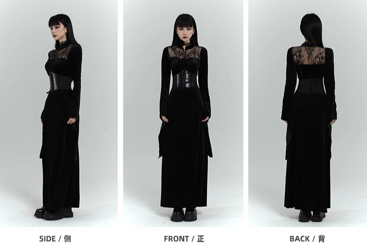 black velvet gothic dress+corset/lg1131