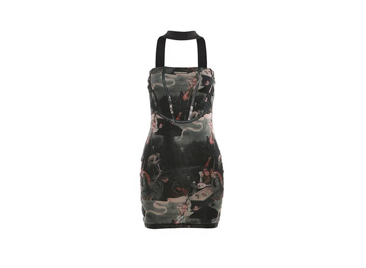 vintage halter corset dress / lg1113