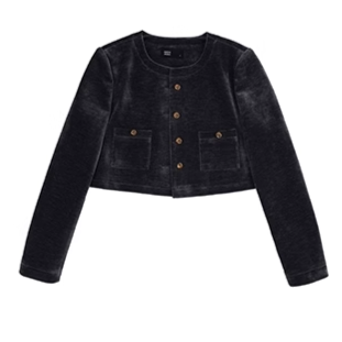 collarless cropped jacket/mu1108