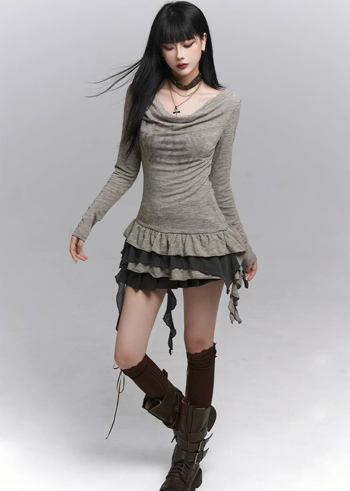 Gothic Layered Dress-like Top  / lg1334