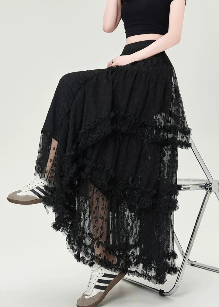 LACE LAYERED TULLE SKIRT / LG1103