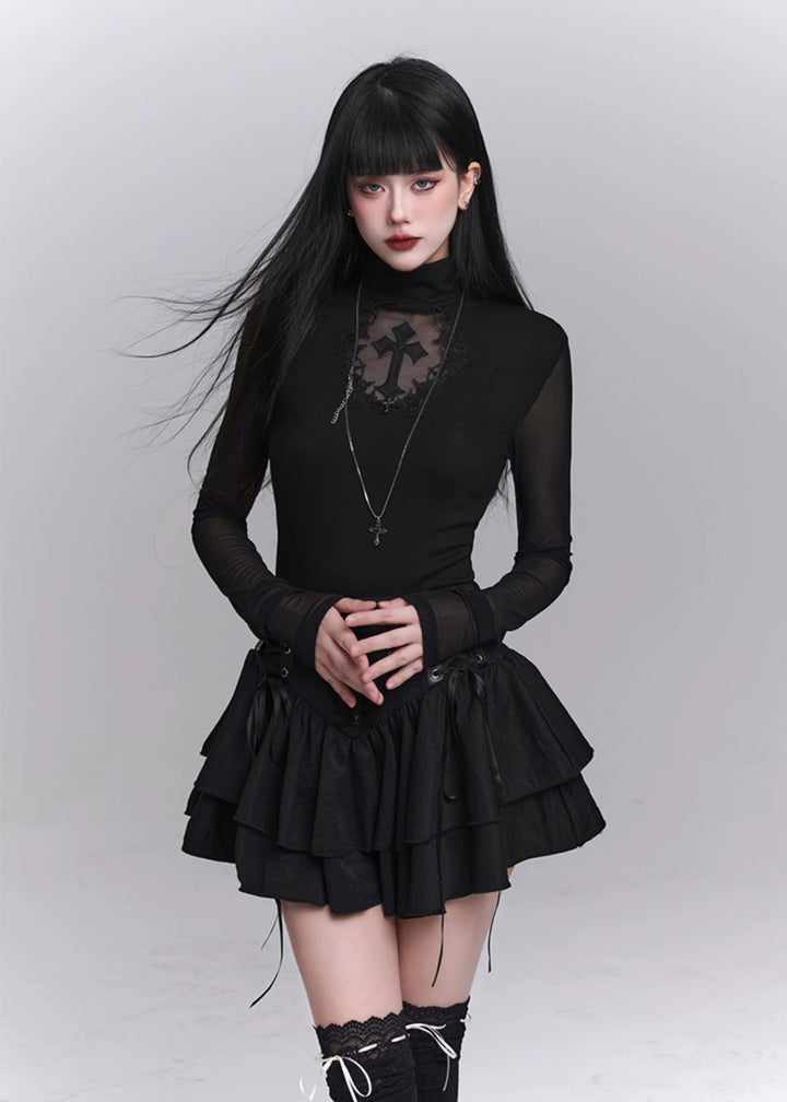 gothic cross lace slim fit / LG1232