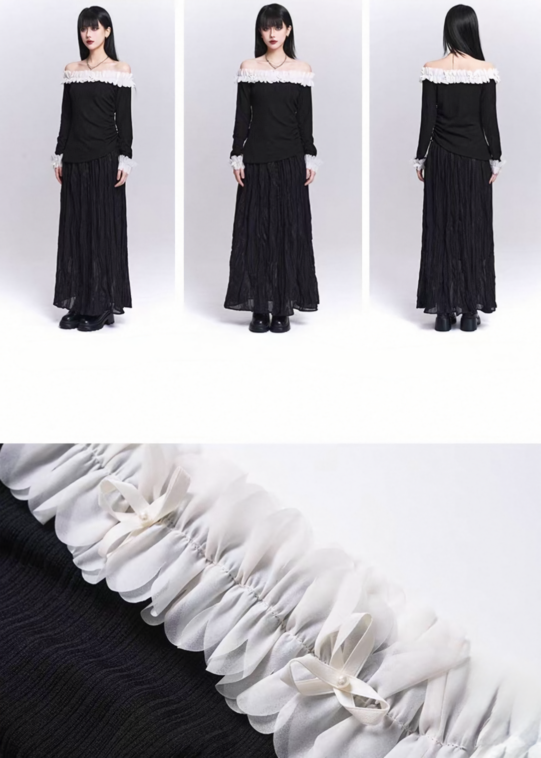 OFF SHOULDER FRILL RIB TOP / LG1534