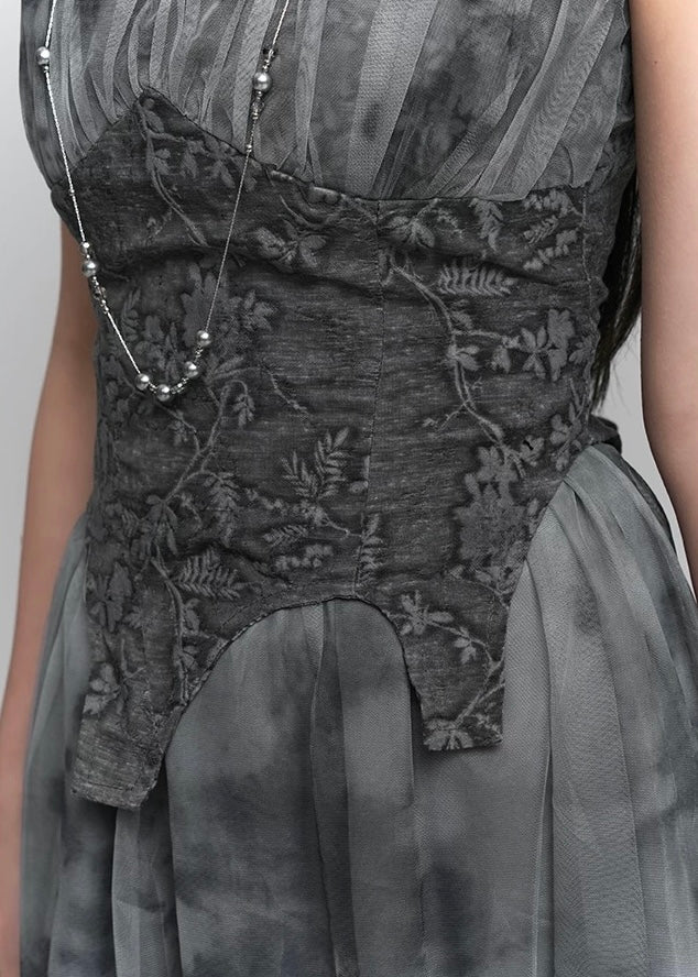 dark ruffle suspender dress / LG1231 