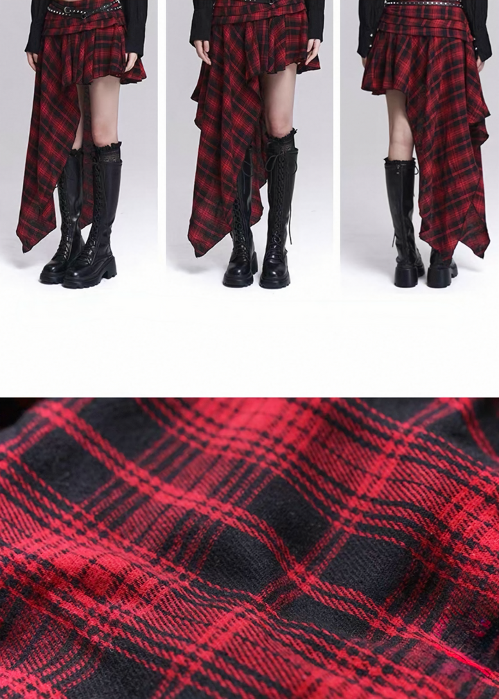 Asymmetric Check Layered Skirt / LG1515