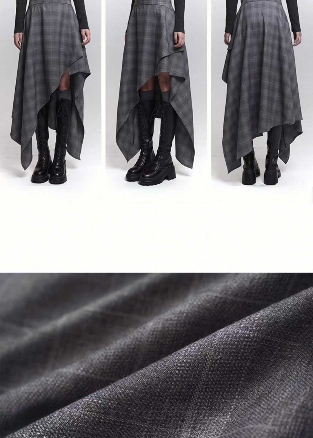 ASYMMETRIC SHADOW CHECK SKIRT / LG1470