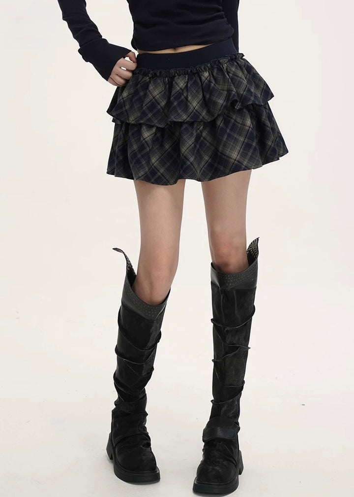 Check Frill Mini Skirt / LG1390