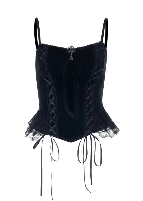 Gothic Lace Camisole &amp;amp; Frill Skirt Set + Flare Sleeve Cardigan / LG1404