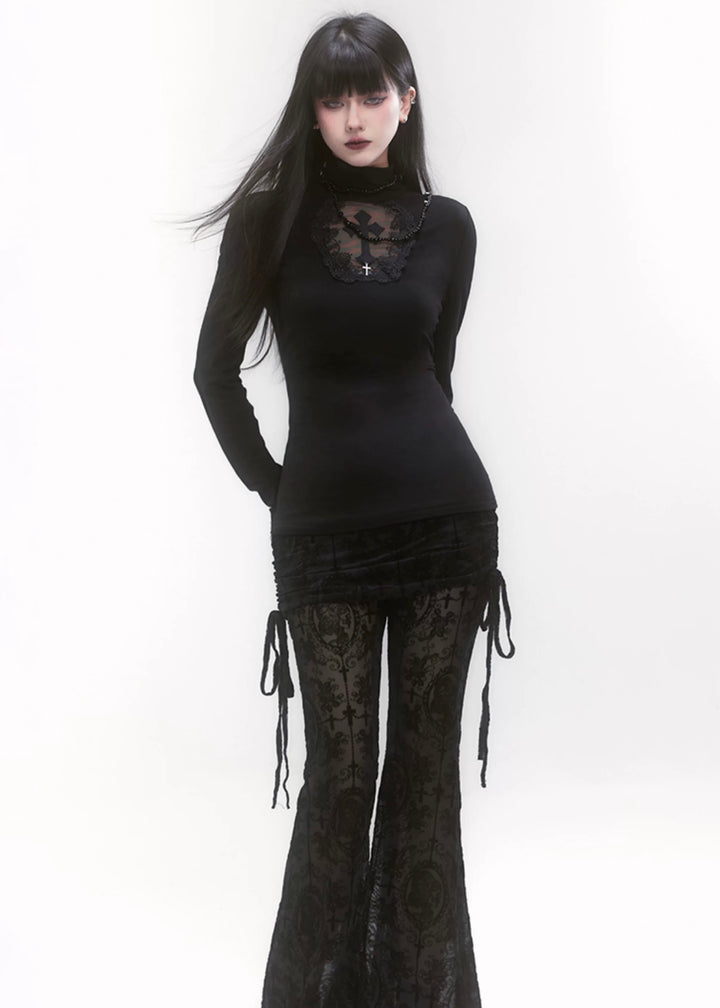 cross turtleneck slim fit &amp; cross gothic ballet skirt / LG1187