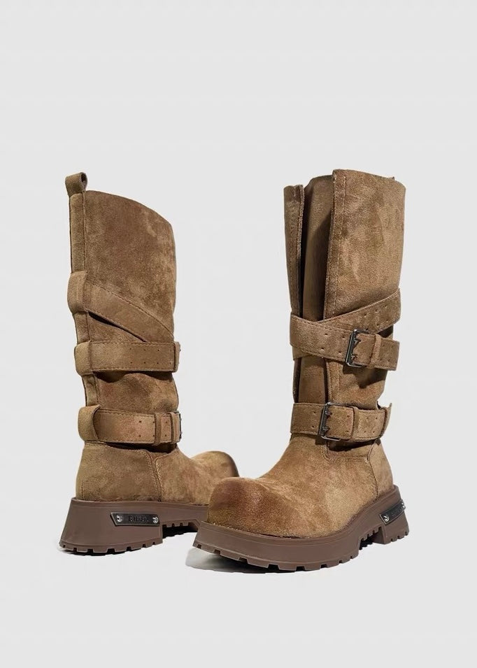 DARK Double Buckle Platform Boots / V1183