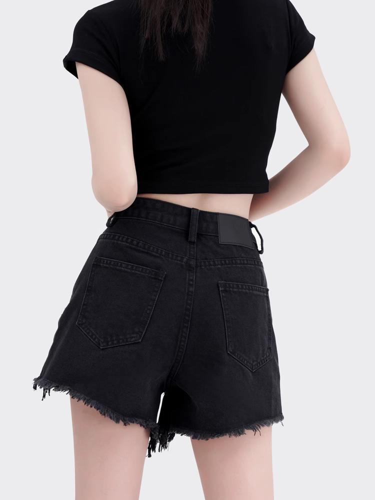 Distressed high waist short denim/vo1122