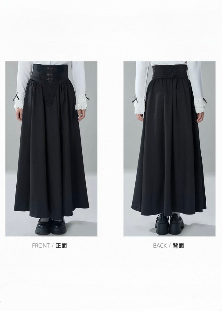 GOTHIC FRILL SHIRT &amp; CORSET WAIST LONG SKIRT / LG1718