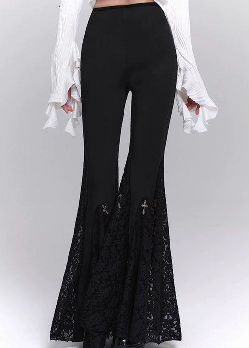 black cross flare pants / LG1202_e4r