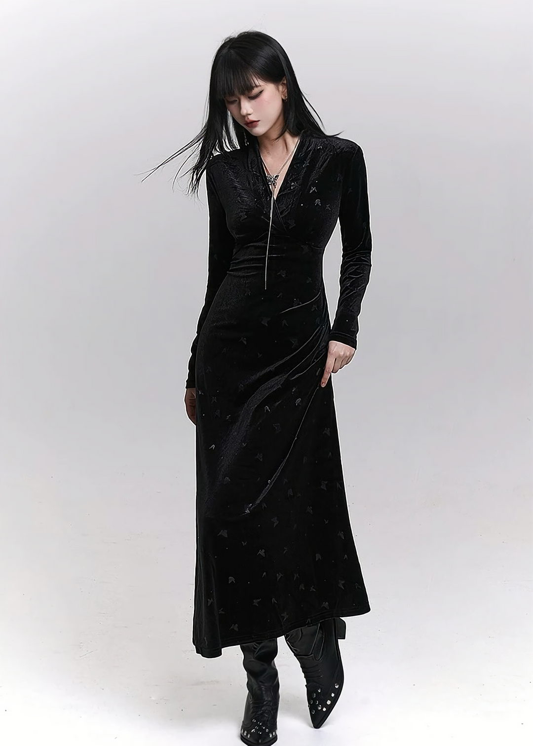NOIR VEIL LONG DRESS / LG1463