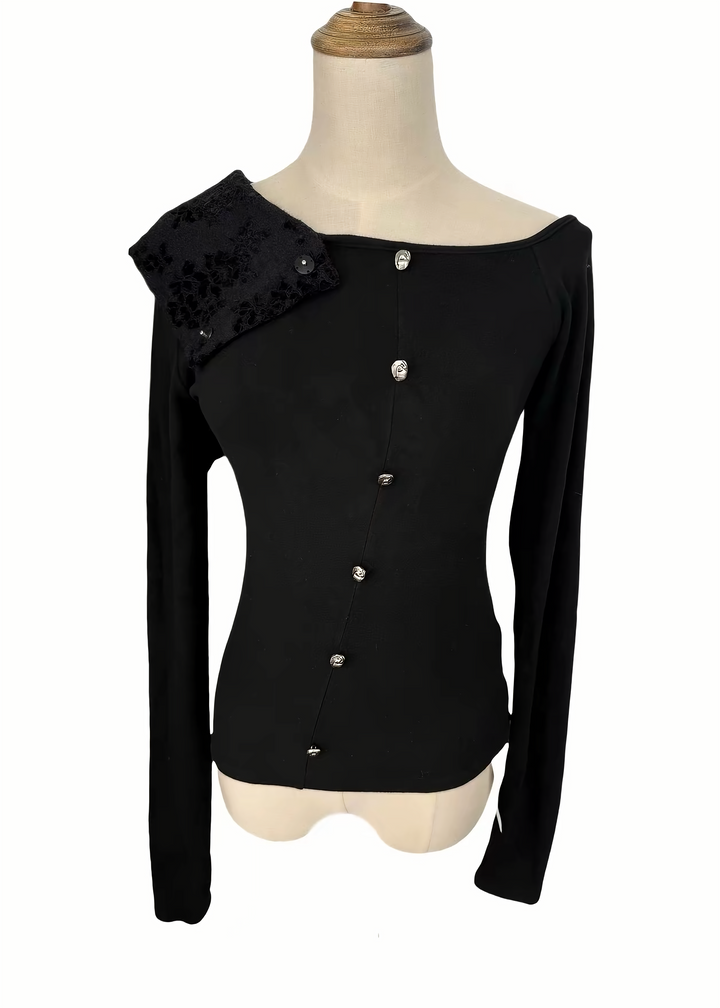 DETACHABLE VELVET SHAWL TOP / LG1743