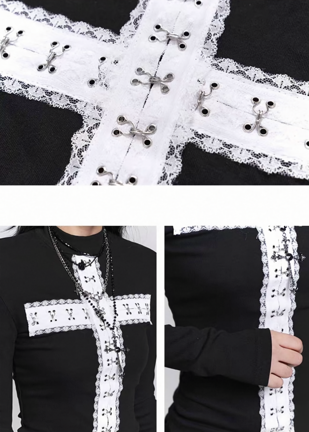 GHOSTLY CROSS HIGHNECK TOP / LG1491