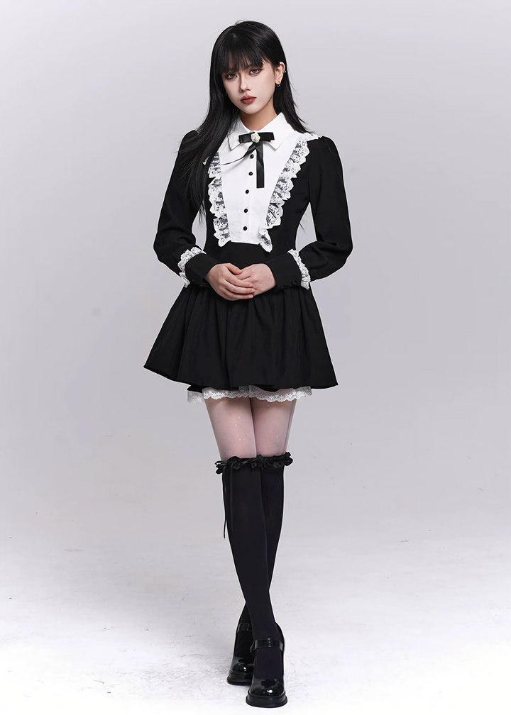 NOCTURNE LACE COLLAR TWO-PIECE SET / LG1503