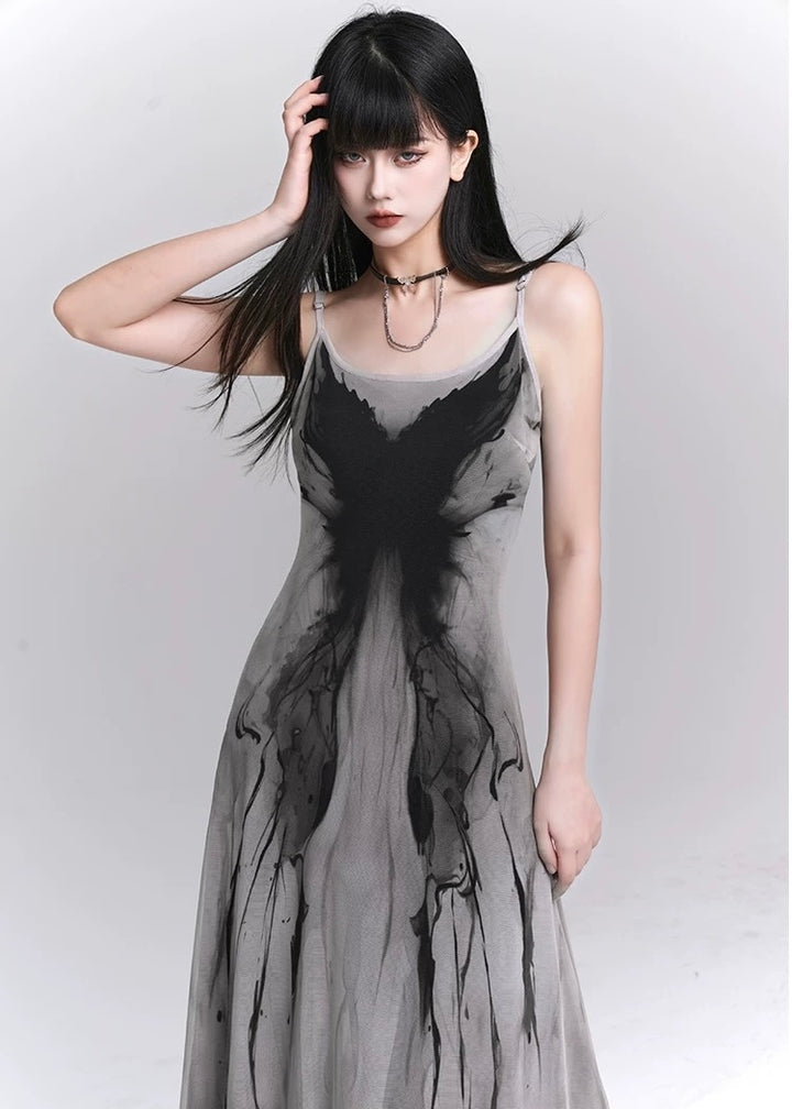 INK ART TULLE LONG DRESS / LG1591