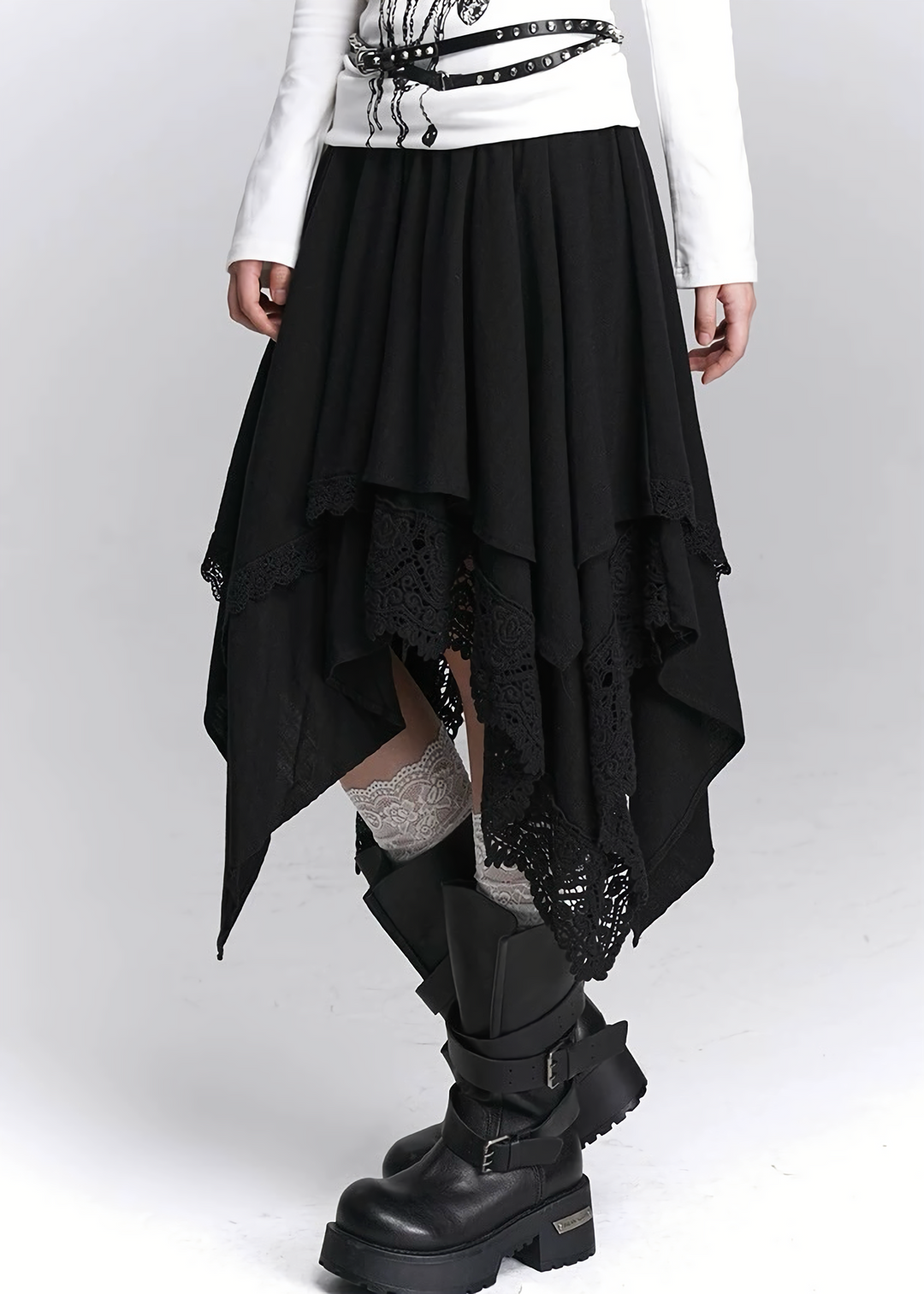 Layered Asymmetry Lace Skirt / LG1444