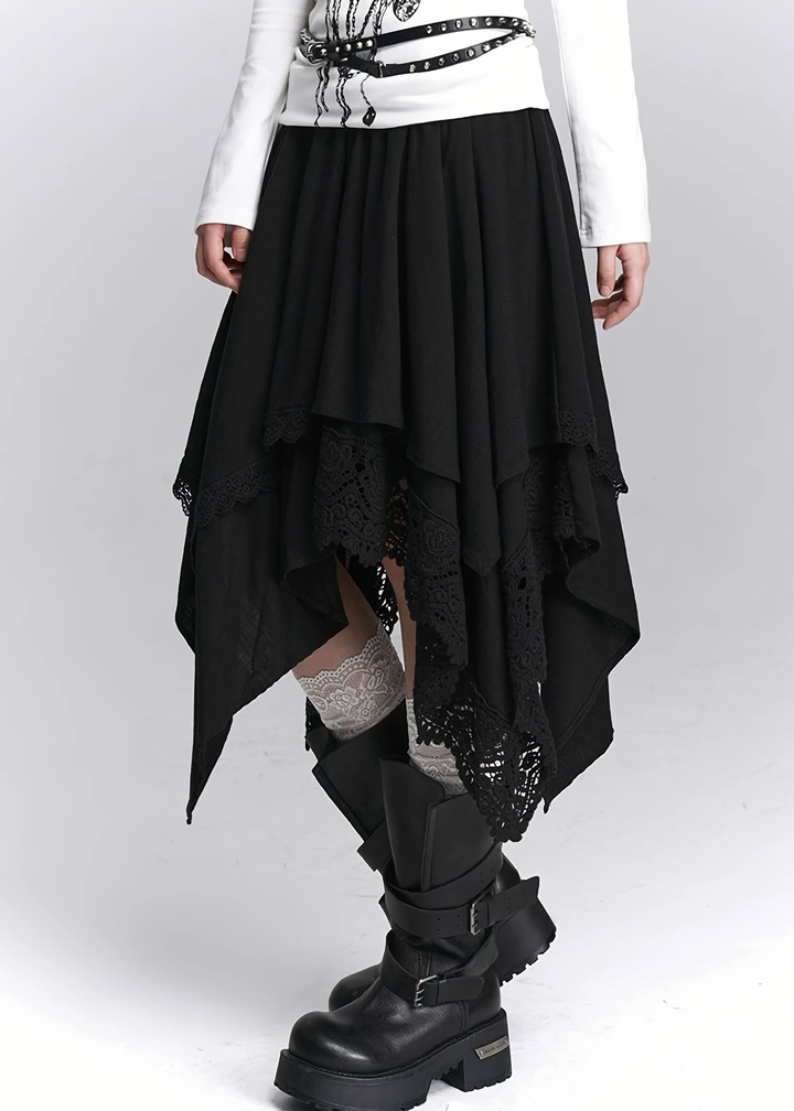 Layered Asymmetry Lace Skirt / LG1444