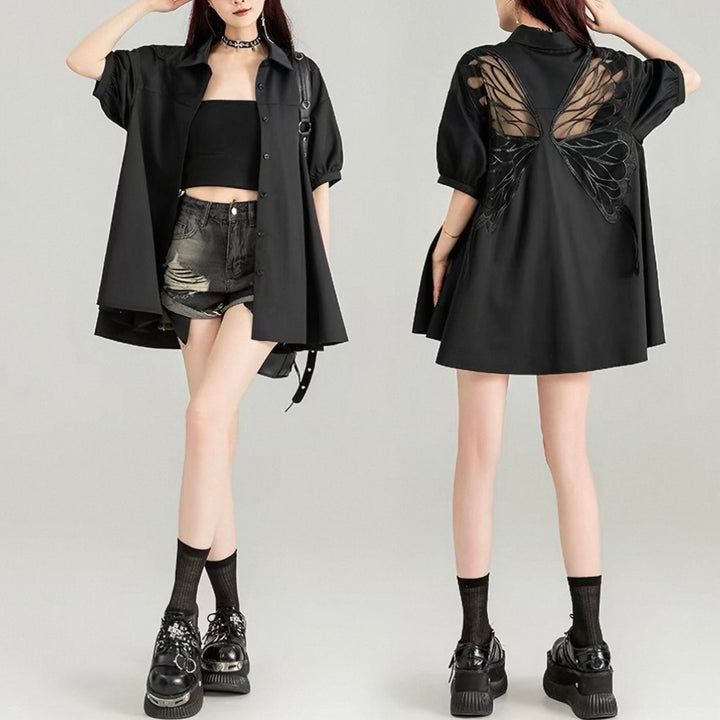 BUTTERFLY SHEER BACK SHIRT / LG1601