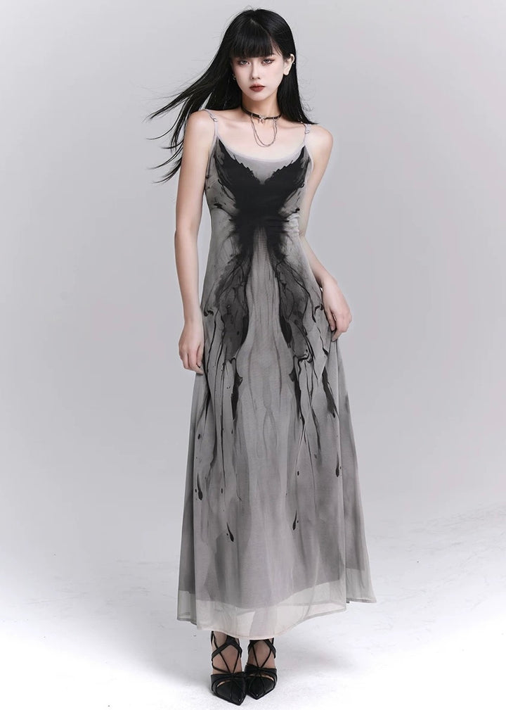 INK ART TULLE LONG DRESS / LG1591