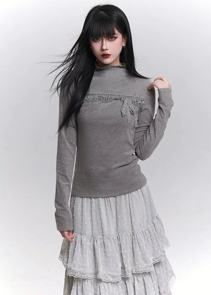 LACE RIBBON TIGHT TOP / LG1453