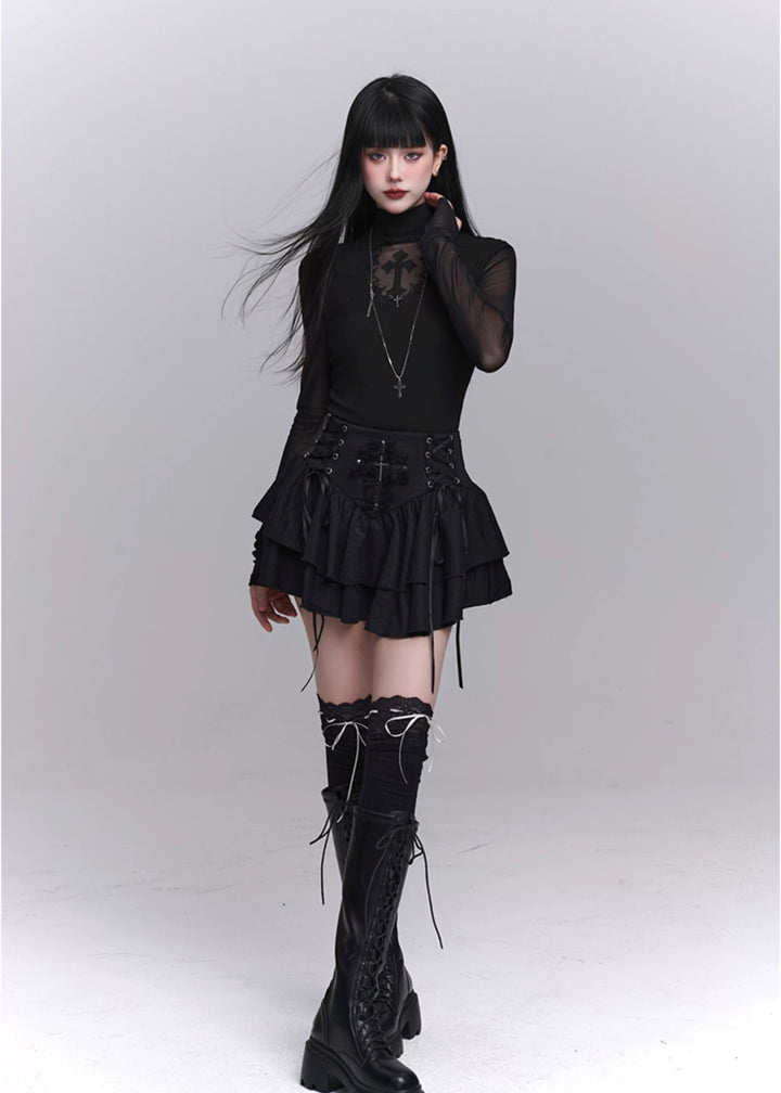 gothic cross lace slim fit / LG1232